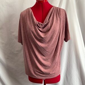MM279 Green Envelope Pink Draped Dolman Sleeve Blouse